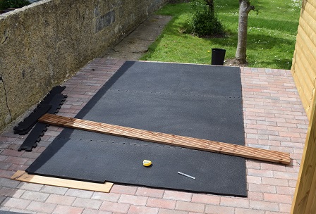 Cutting and measuring the Equestrian Matting